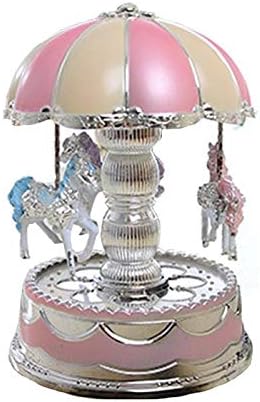 Carousel Music Box Merry-Go-Round Kids Vintage Pink