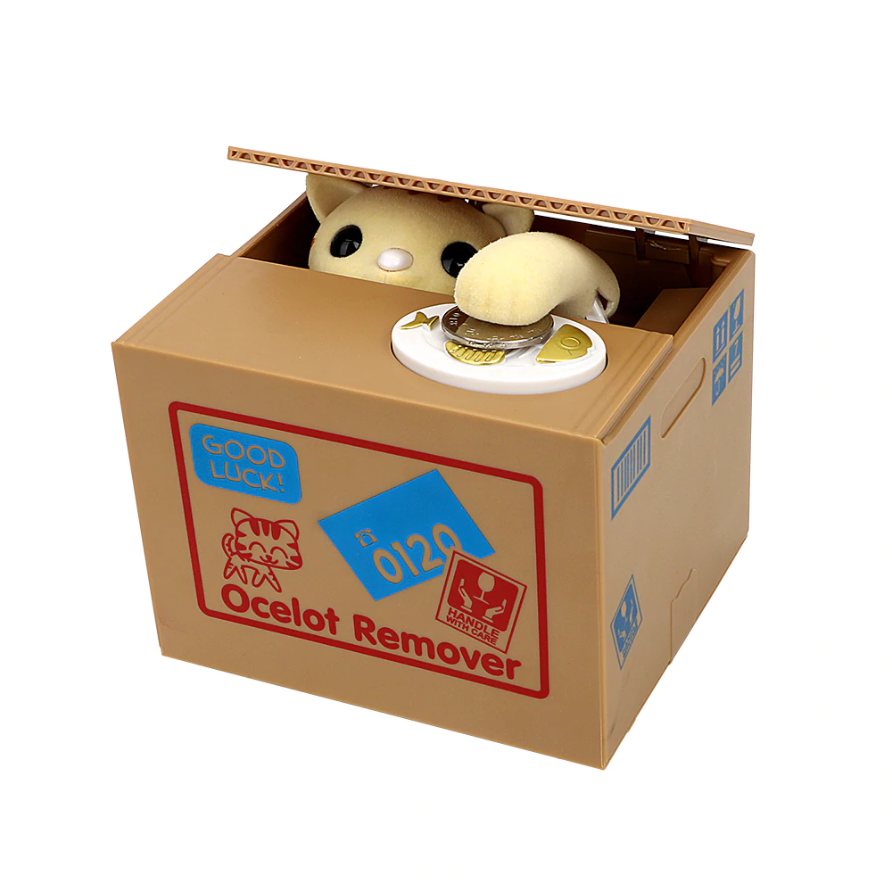 Stealing Coin Cat Piggy Bank, Plastic 7