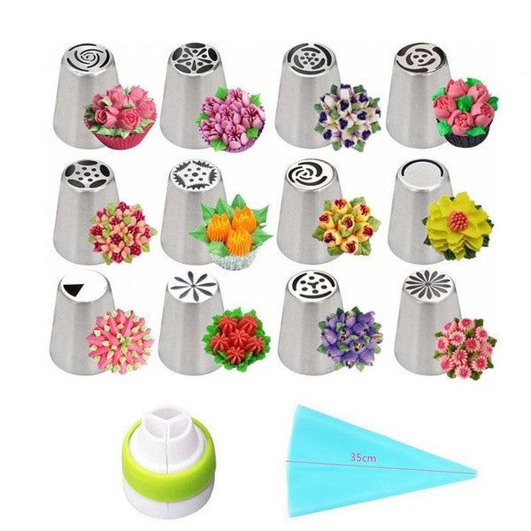 Detailed view of tulip piping tips from Russian Tulip Icing Nozzle Set made of foodgrade stainless