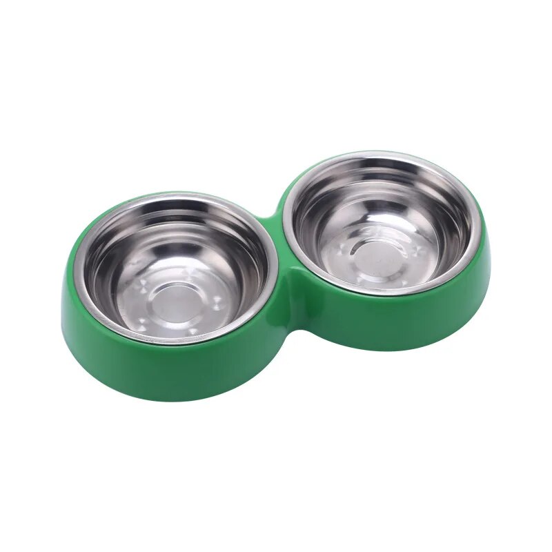 bF3bDoublePetFoodBowlStainlessSteelDrinkwarePetDrinkingFoodDogFoodPuppyFeedingSupplies