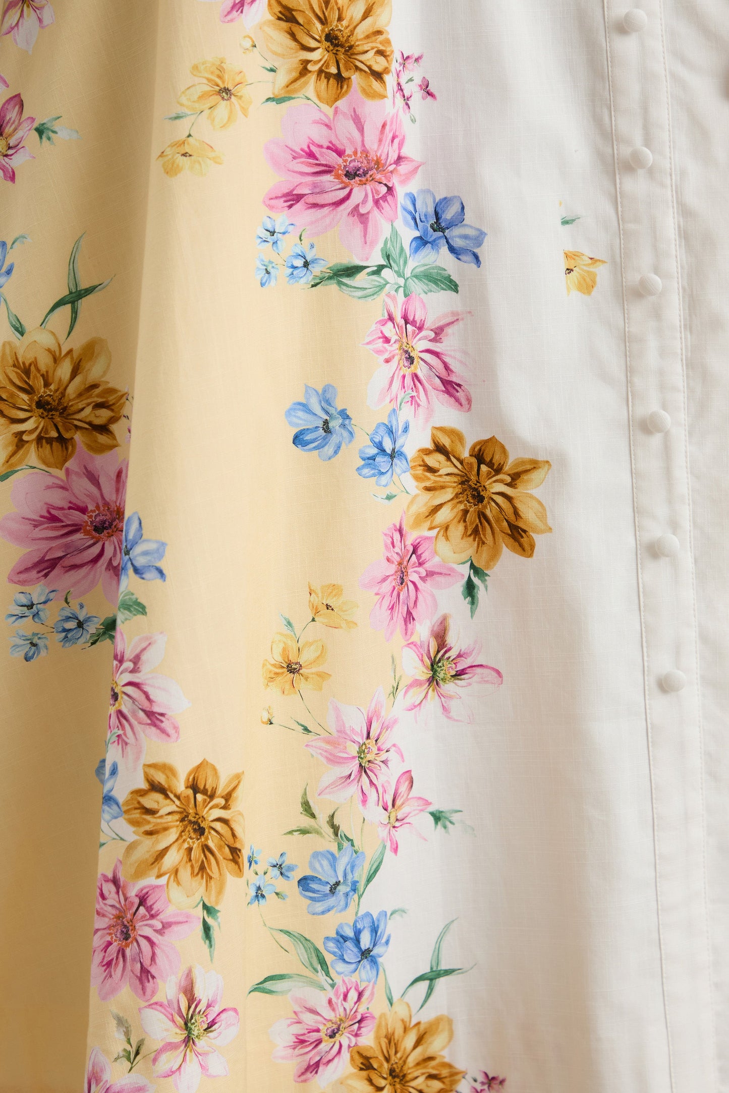 Moira | Lemon Floral Midi Dress With Bell Sleeves