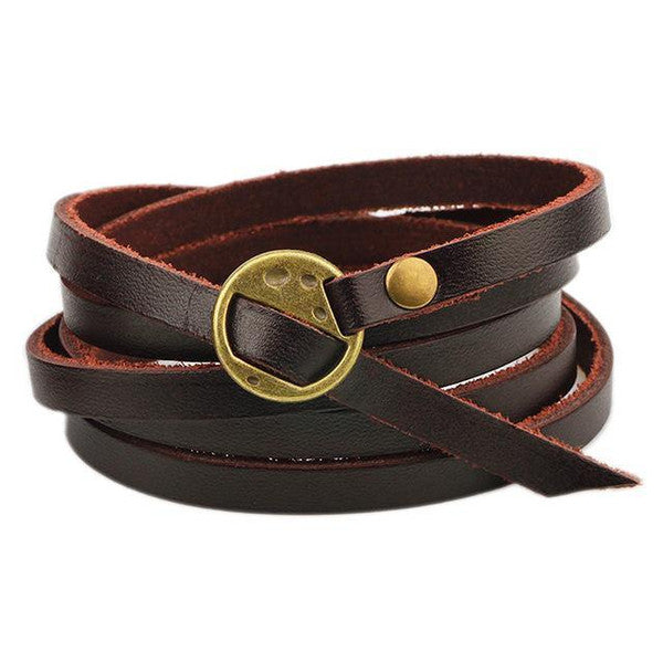 Adjustable antique leather wristband for stylish men