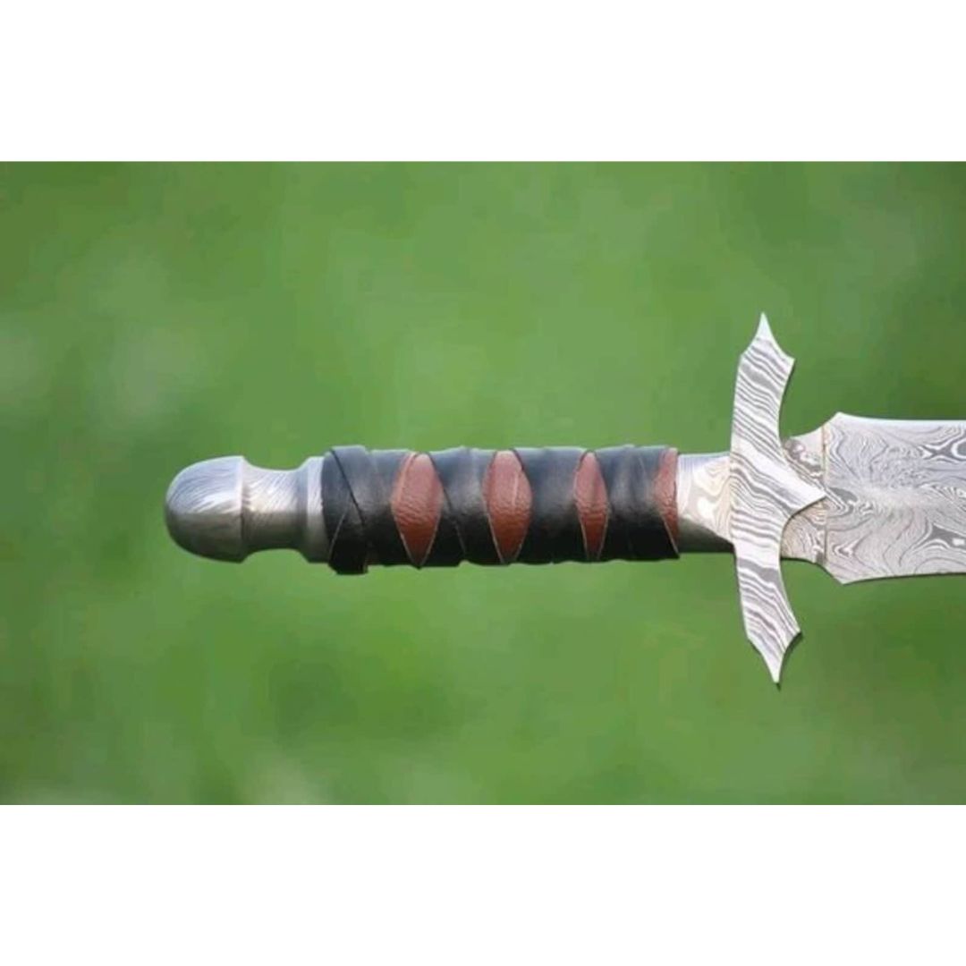 Damascus Steel Dagger Knife Double Edged Custom Made Survival Knife Full Tang (1).jpg