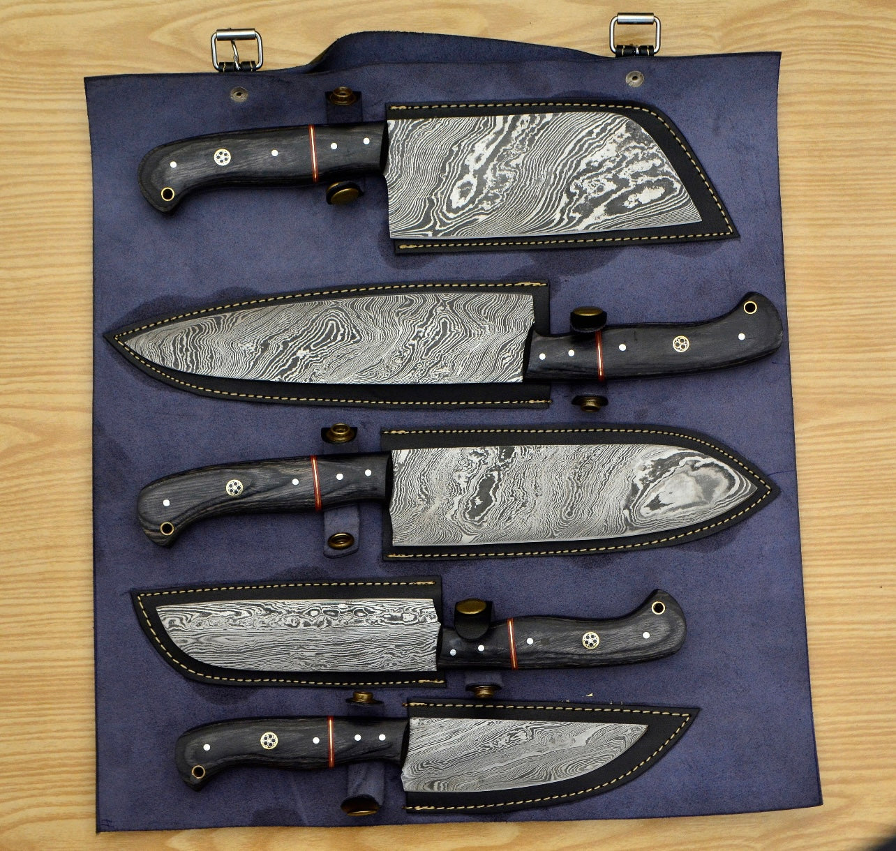 CUSTOM HANDMADE DAMASCUS Chef Knives Set Of 5 Pcs Damascus Chef Knife Damascus Kitchen Knives Christ