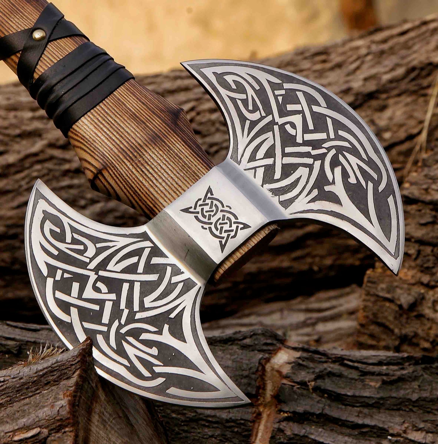 Double Headed Viking Axe Bearded Axe Hand Forged Steel Double Blade Viking Axe Gift For Him Christmas Gift 4
