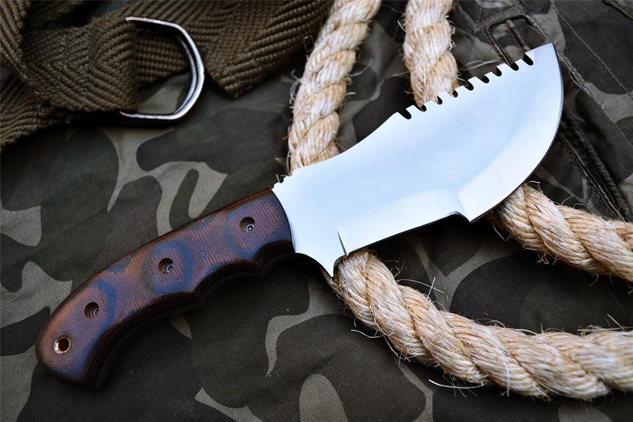 CUSTOM MADE D2 STEEL TRACKER KNIFE MACHATE Leather Sheath Gift For Him 1