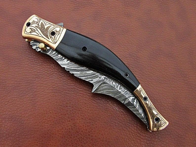 Handmade Damascus Steel Pocket Fathers Day Gift For Men Groomsman Personalized Gift Wedding Anniver 3