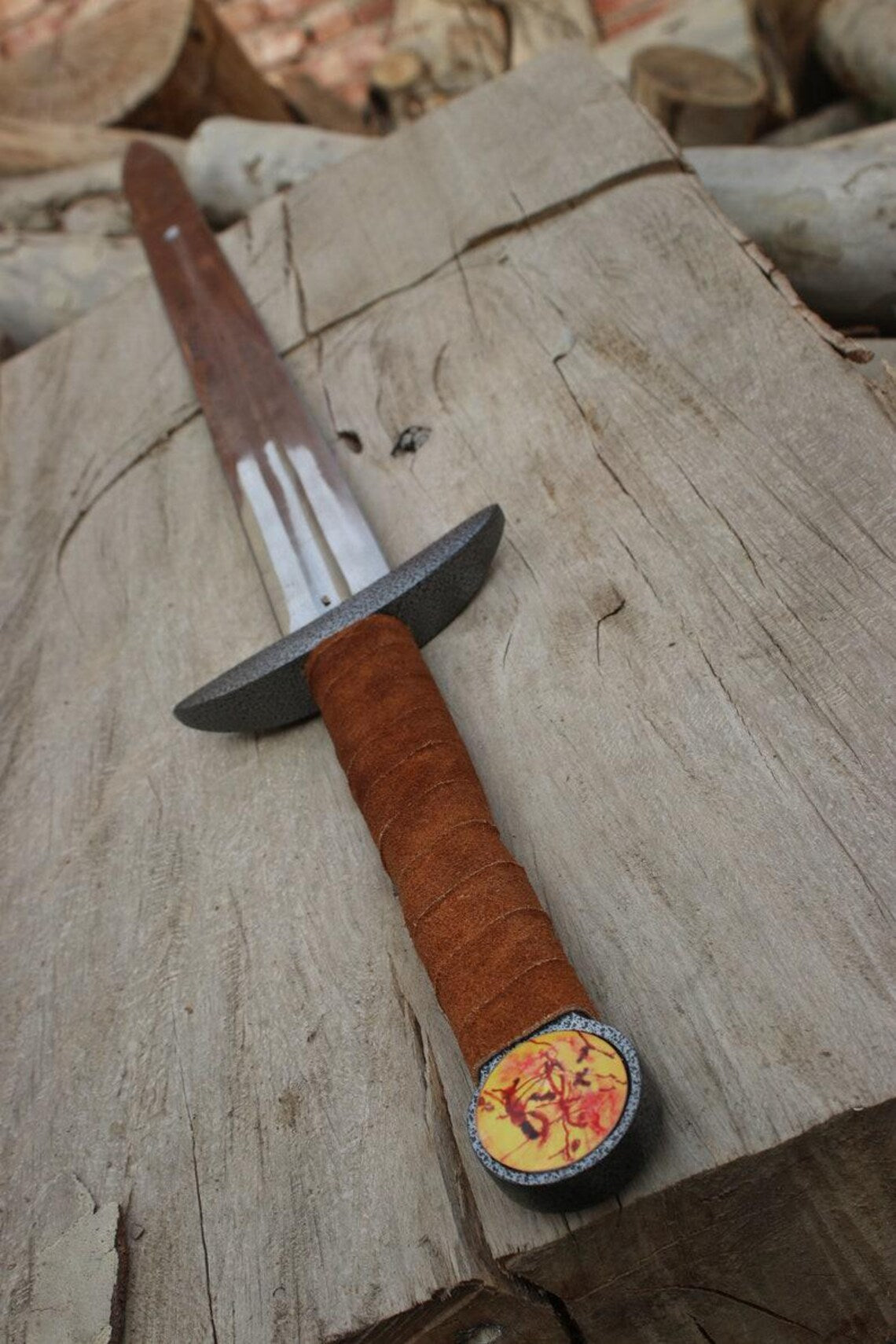 ALFARI 38 Inches Damascus Steel Sword Viking Double Edge Sword With Sheath Handmade Barbarian Sword 2