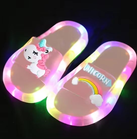 Childrens Unicorn Animals Prints Shoes Lighted Fashion Slippers 7