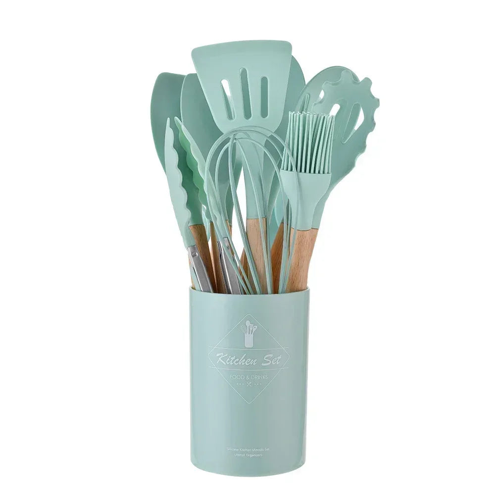 Premium Silicone Spoon & Spatula Measuring Spoon Set Heat-Resistant Kitchenware Essentials