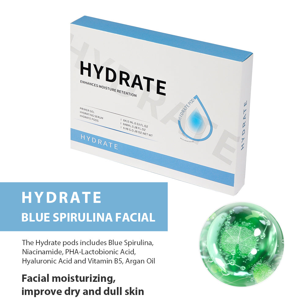 Glam Revive Hydrate Detox Illuminate Kit, Facial Aqua CO2 Serum Gels for Youthful Skin
