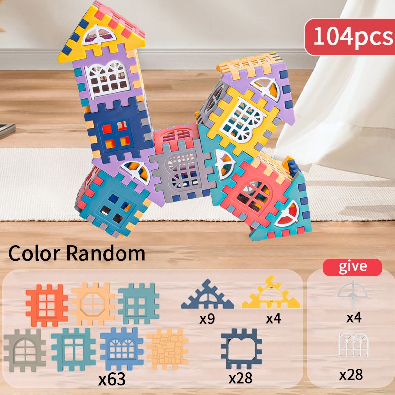 Kids Construction Toy Big House Building Blocks with Simulation Windows Creative Play Set for Kin