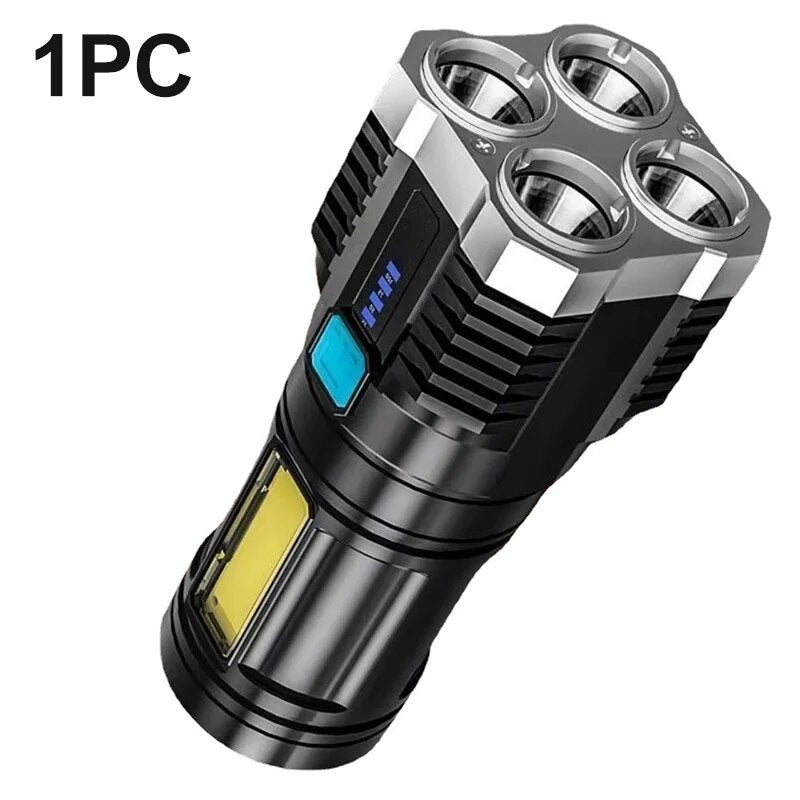 High Power LED Flashlight Rechargeable Camping Torch With 4 Lamp Beads COB Side Light 4 Lighting M 6