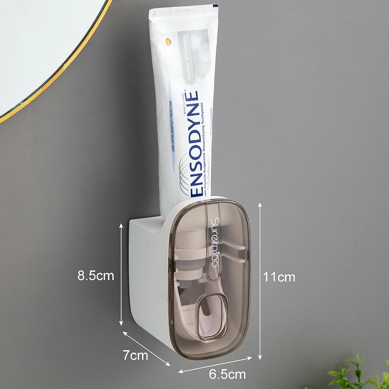 Smart Toothpaste Dispenser Wall Mount Hands Free Automatic Squeezer Toothbrush Holder For Organize 8