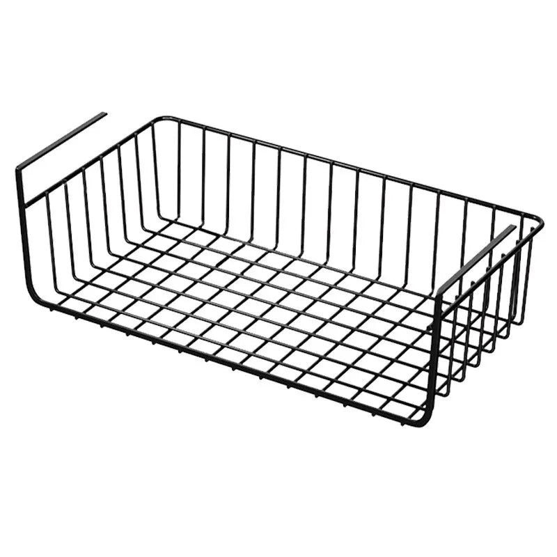 1pc WhiteBlack Hanging Net Basket Iron Material Large Capacity Hanging Under Cabinet Wall Wardrobe