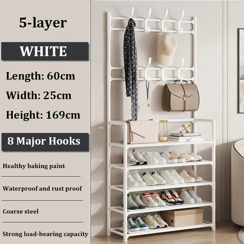Clothes Hanger MultiLayer Shoe Rack Doorway DIY Hat And Shoes Shelf Simple FloorStanding Living Roo