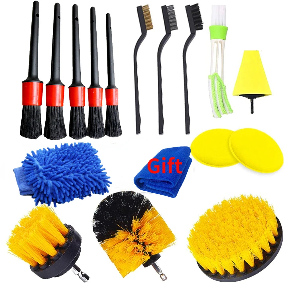 New Car Cleaning Brushes Kit Automotive Detailing Tools for Cars Electric Drill Brush Dust Clean