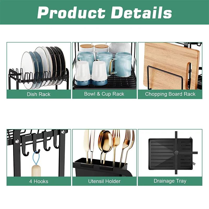 DoubleLayer Kitchen Dish Rack SpaceSaving Tableware Organizer 5