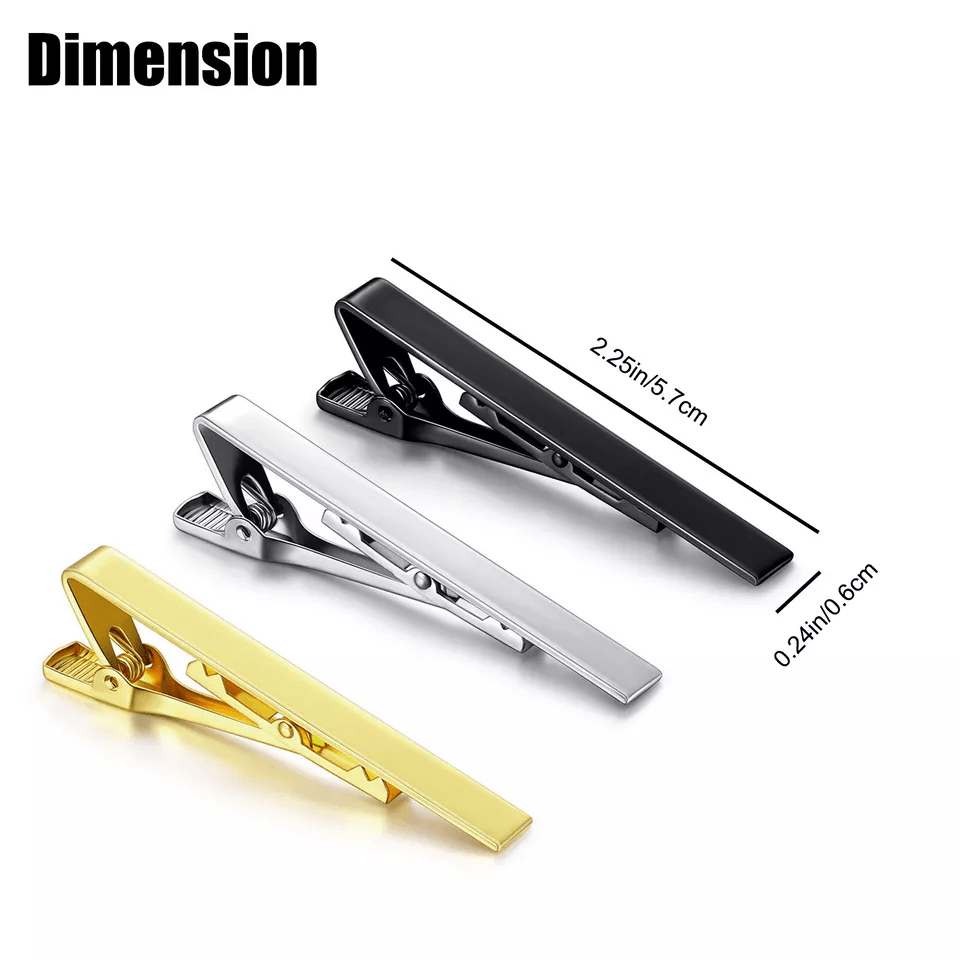 Elegant Tie Clips For Men Metal Necktie Bar Pinch Clasps Wedding Party Gift Set 4