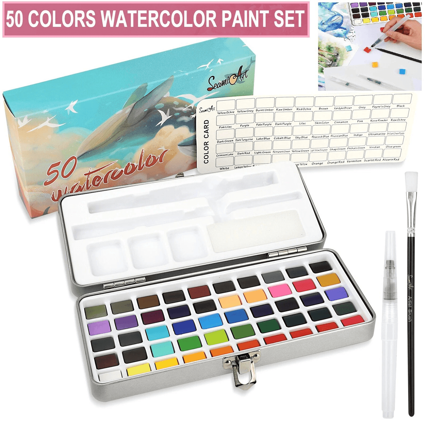Professional 50Color Watercolor Paint Set Premium Pigments For Artists Painting Enthusiasts 7