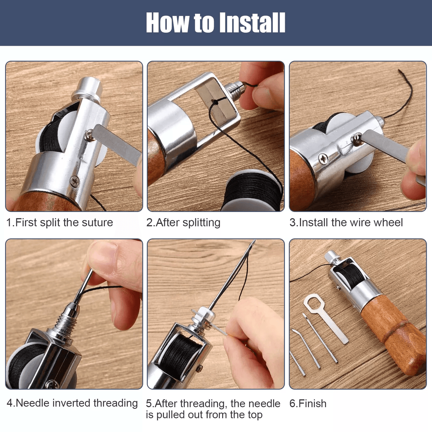 Professional Leather Sail Canvas Speedy Stitcher DIY Sewing Awl Repair Tool Kit 3