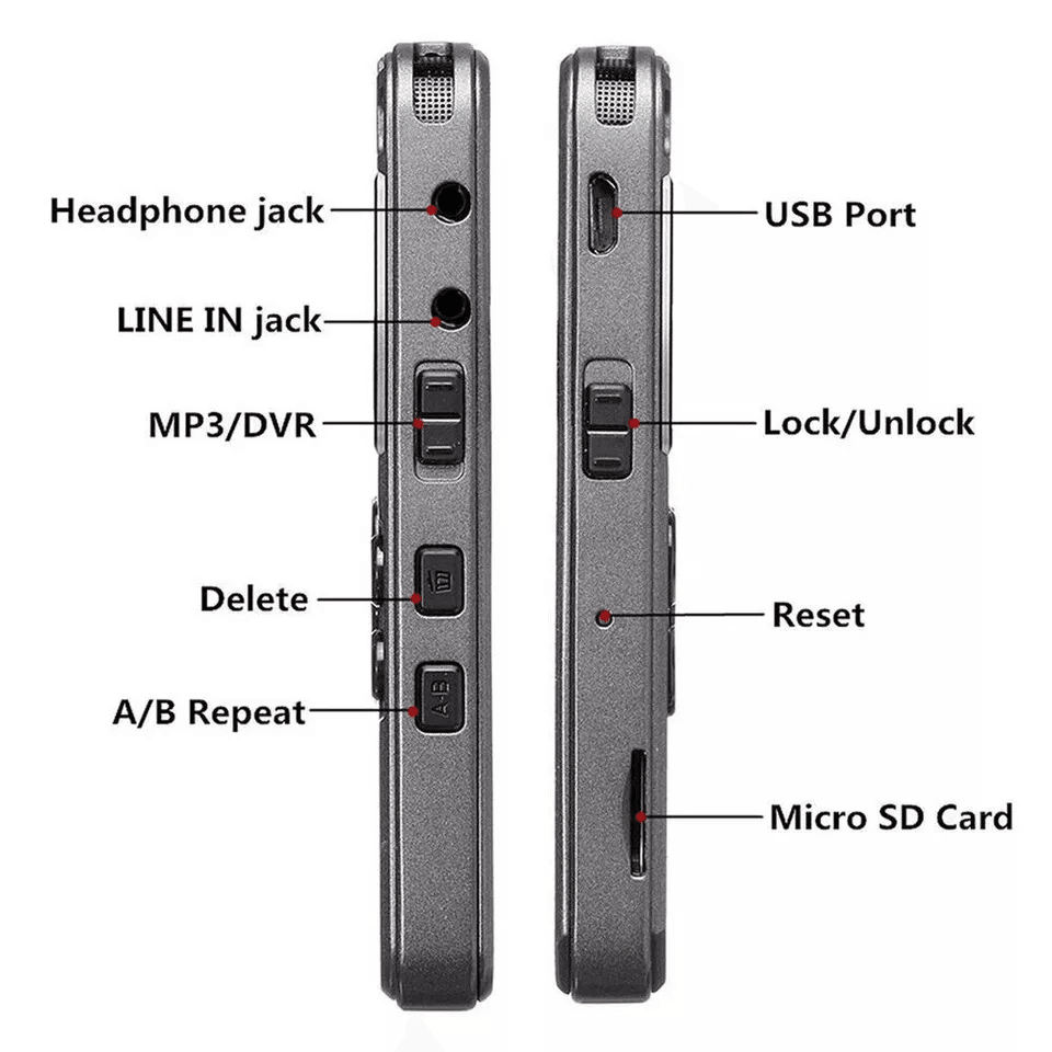 Professional Digital Audio Recorder With LCD Display Rechargeable Dictaphone MP3 Player 4