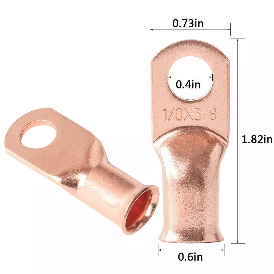 AWG Gauge Copper Lugs W BLACK RED Heat Shrink Ring Terminals Wire Crimp Connectors For Battery Inv 13