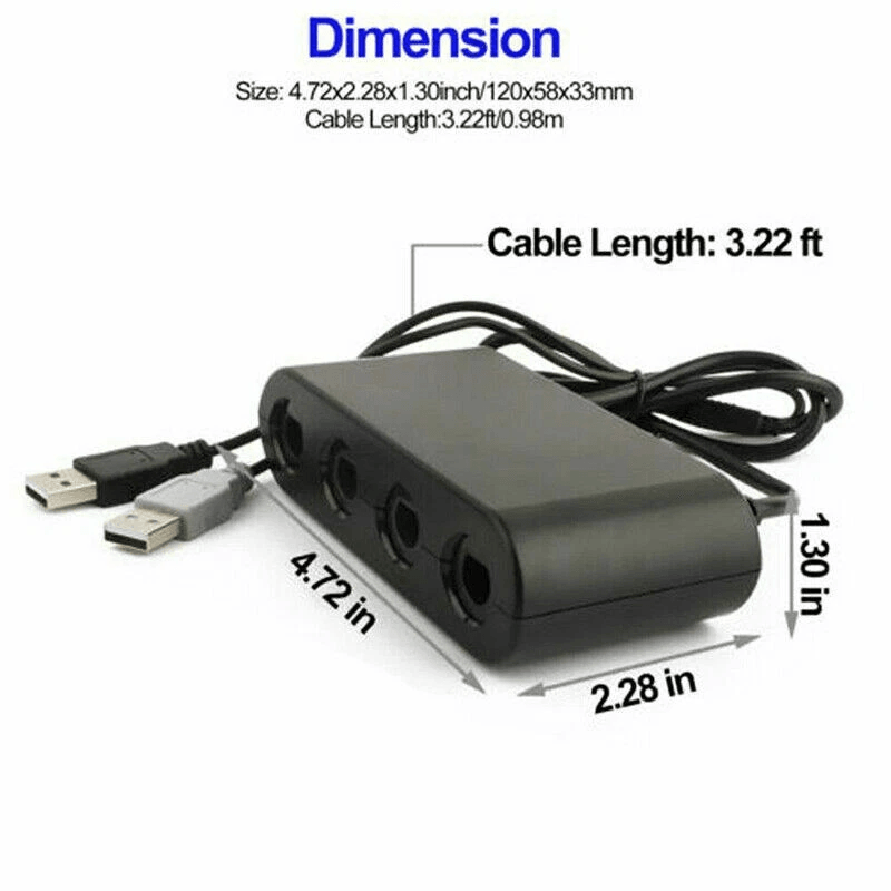 GameCube Controller Adapter For Nintendo Switch Wii U PC With Turbo Function 4