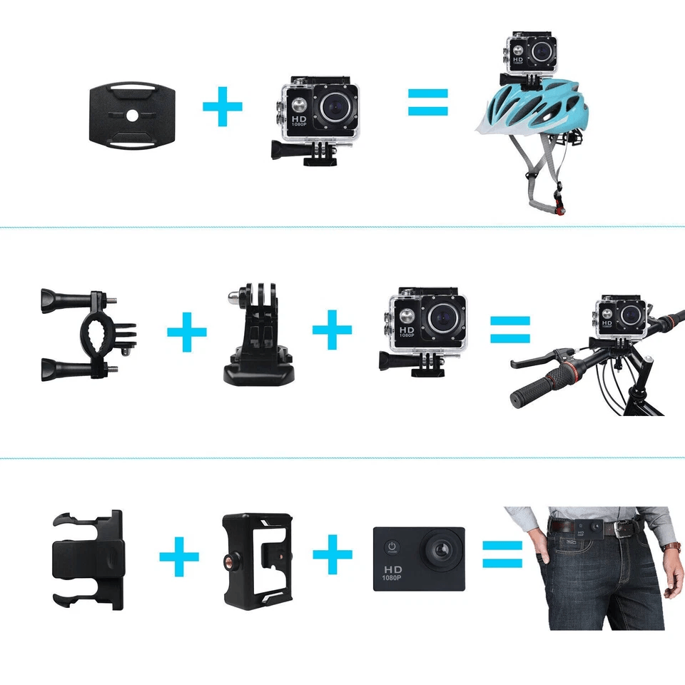 HD Action Sport Waterproof Camera 20MP Camcorder Video Recorder With LCD Diving Case Accessories 12