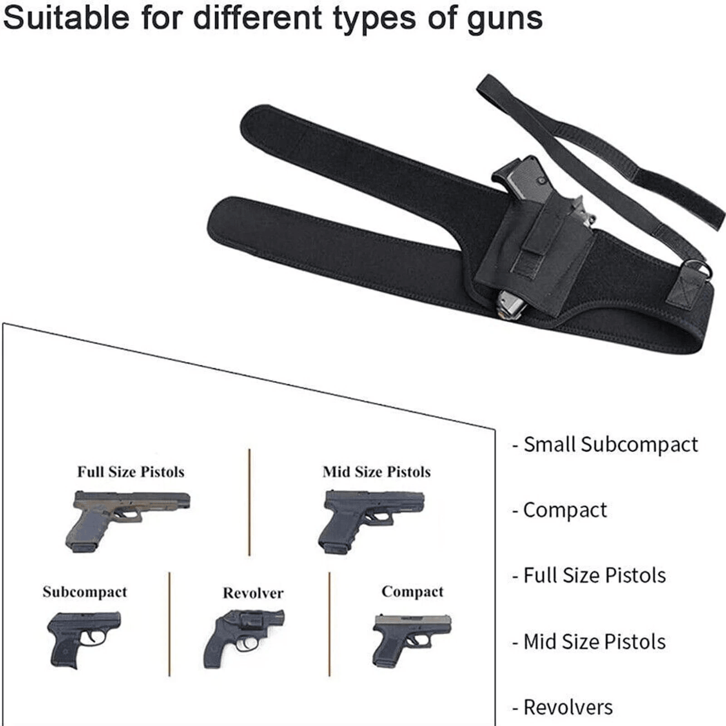 Tactical Concealed Carry Shoulder Waist Pistol Holster Universal Hand Gun Holder Pouch With Adjusta 10