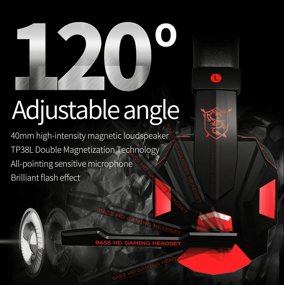Gaming Headset With Mic LED Lights Stereo Bass Surround For PC PS4 Xbox One 7
