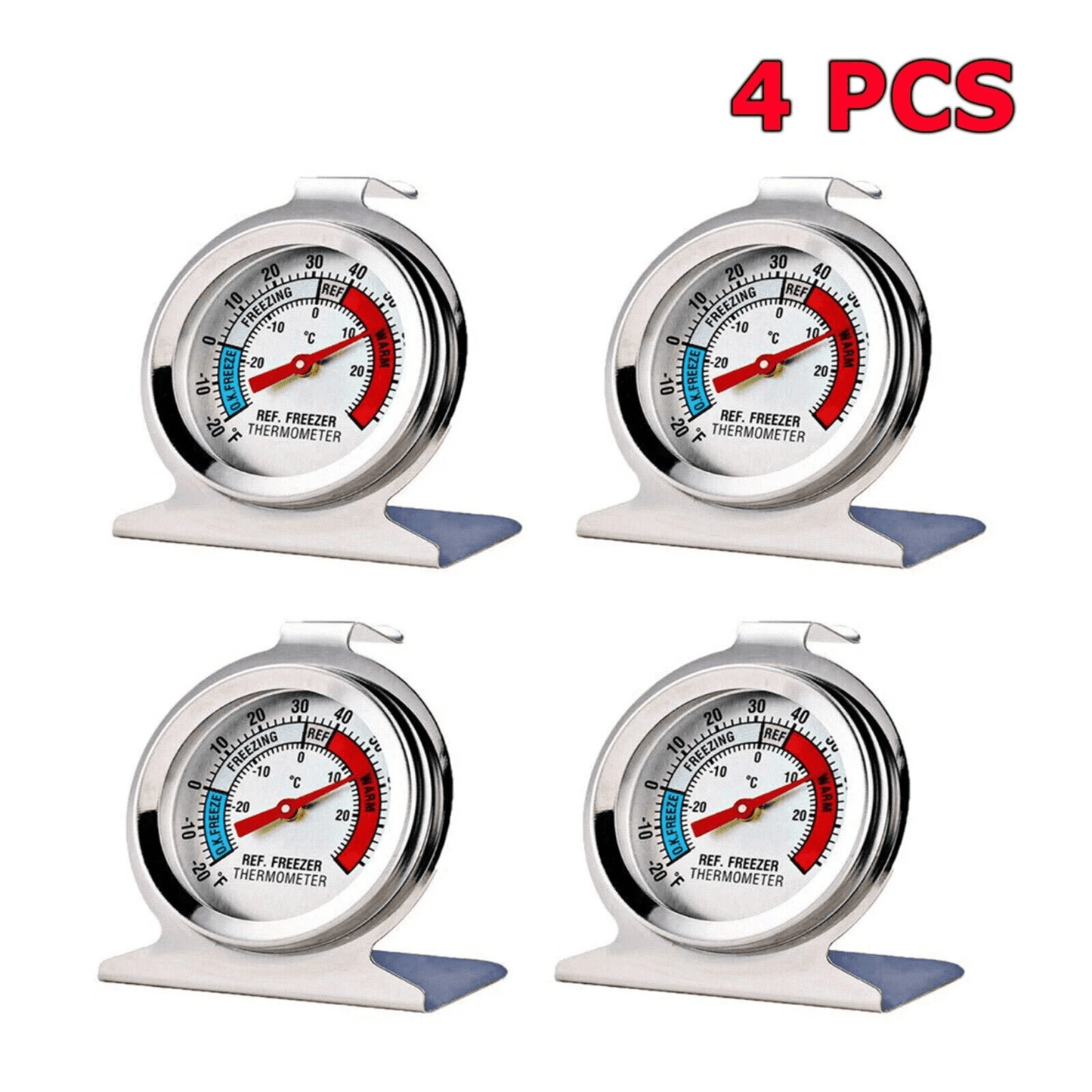Stainless Steel Refrigerator Freezer Thermometer Dial Type Fridge Temperature Gauge With Hang Stand 6