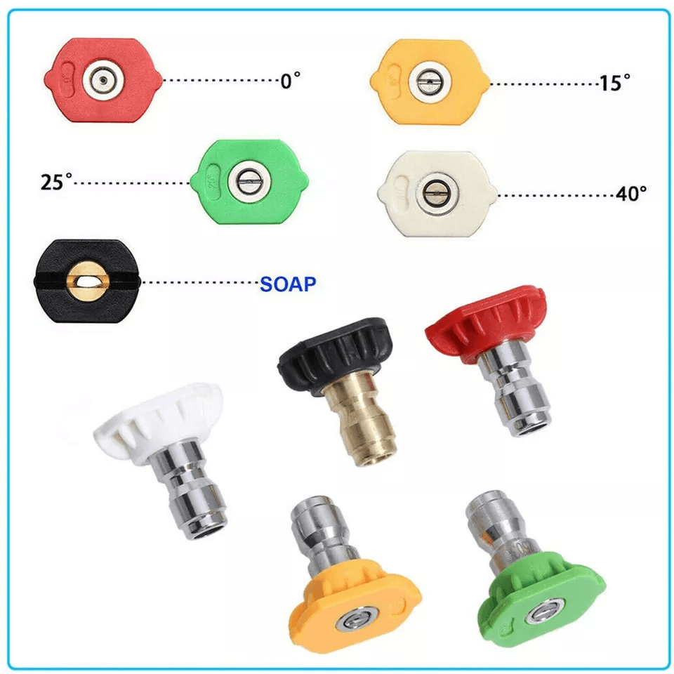 Pressure Washer Spray Tips Nozzles High Power Kit Pack Quick Connect Set For Power Washers Car Roof 10