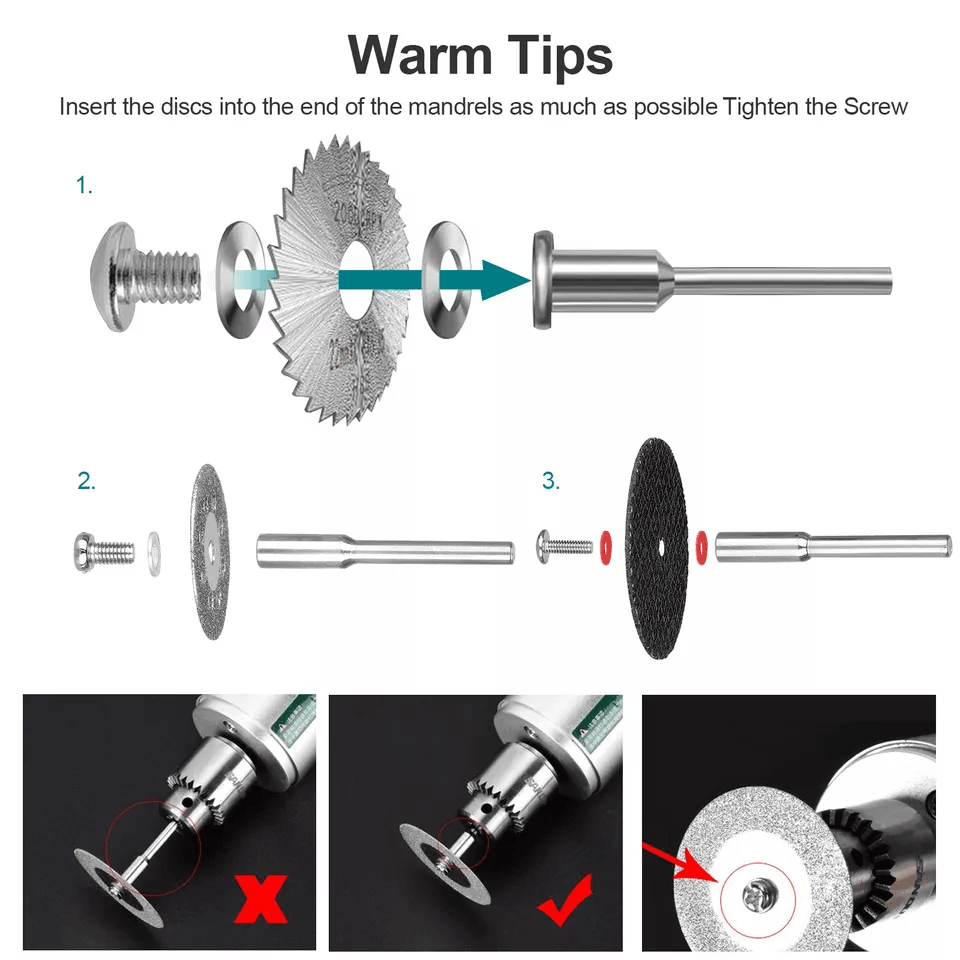 Rotary Tool Accessories W Mandrel Universal Cutting Wheel Set Drill For Dremel Compatible With Wood 7