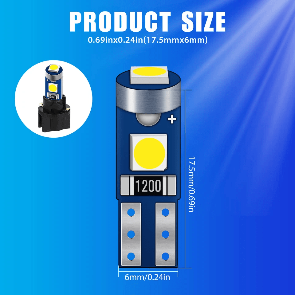 White SMD LED Instrument Panel Dash Gauge Light Bulbs Set With Sockets Cluster Bulbs For Car Inter 6