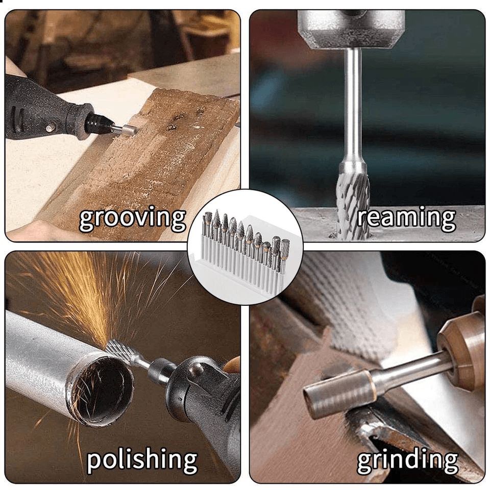 Tungsten Carbide Rotary Burr Set Shank Die Grinder Carving Bits Kit 4
