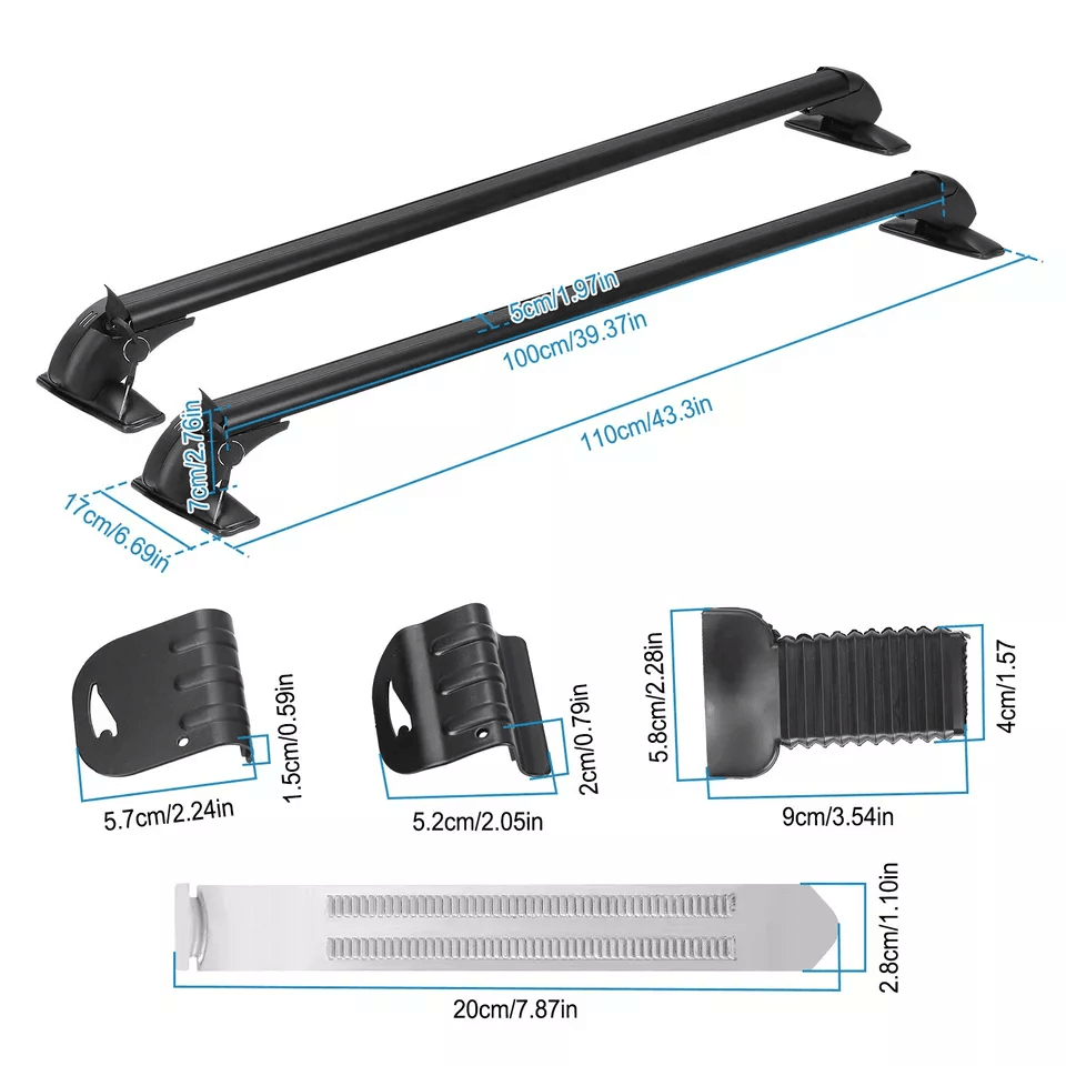 Universal Car Top Roof Rack Cross Bar HeavyDuty Aluminum Luggage Carrier W Lock Fits Most Vehicles 10