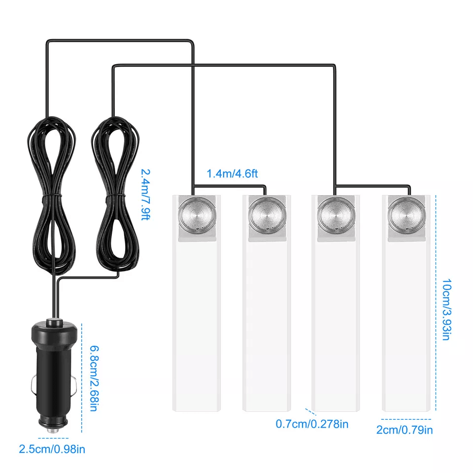 LED Interior Floor Decoration Lamp Blue Light Car Decorative Lights With USB Charge Adjustable Car 10