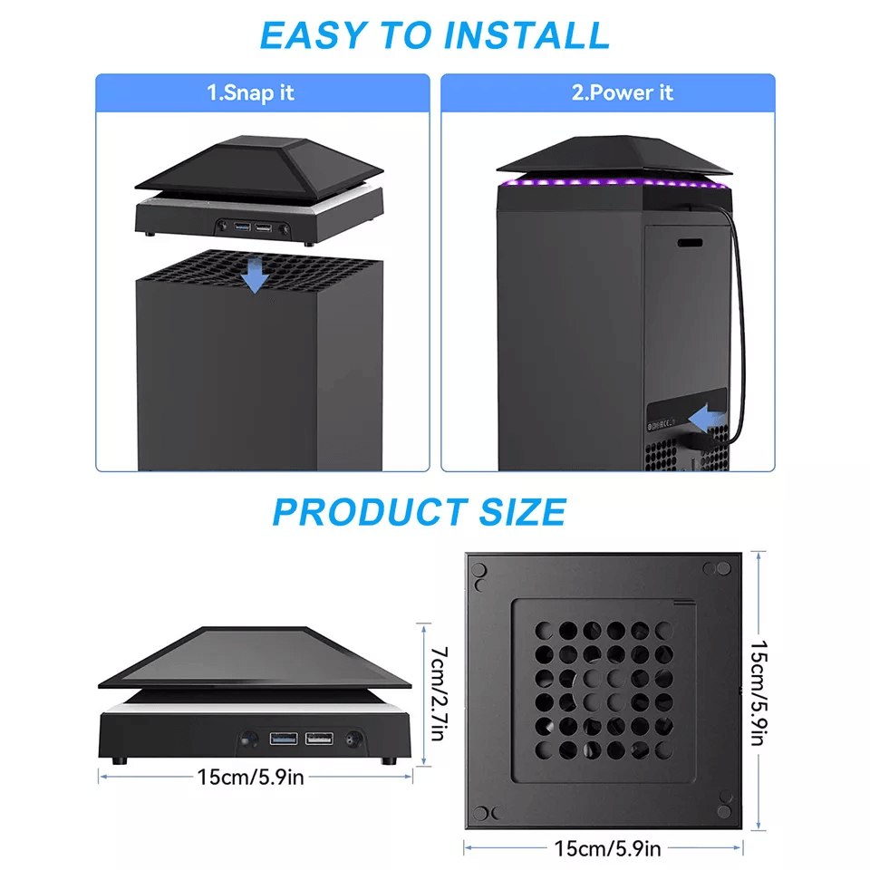 USB Cooling Fan For Xbox Series X Console With RGB Lights Low Noise External Cooler Gaming Accessor 6