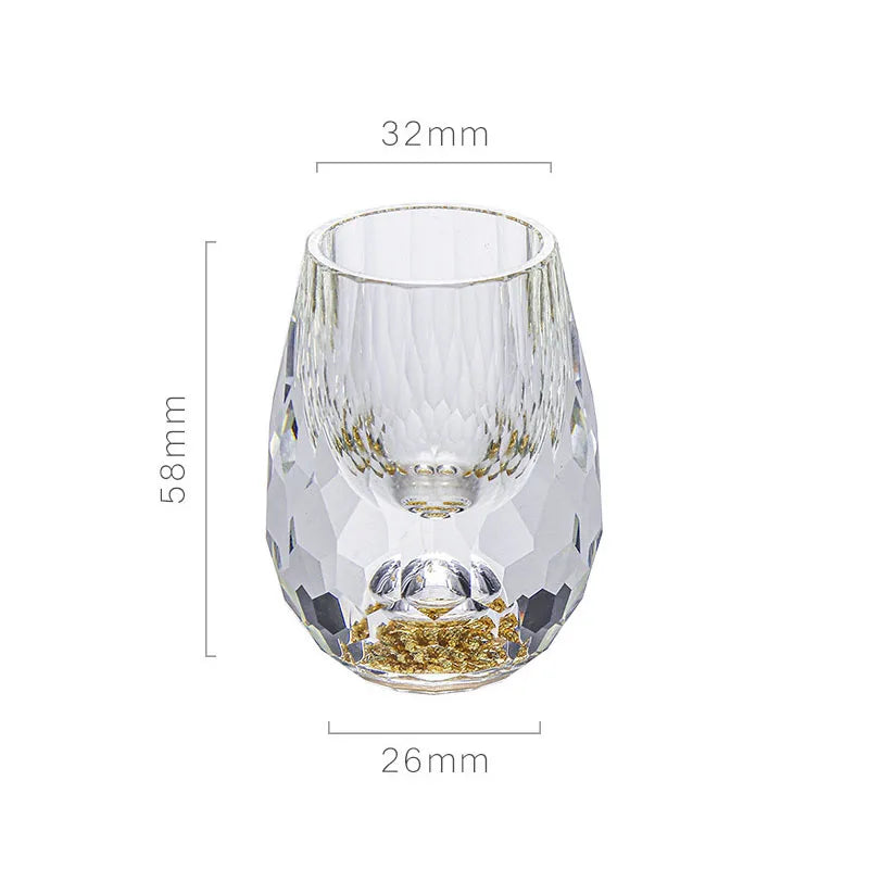 Elegant Gold Foil Crystal Glass – Double Bottom Design for Vodka, Sake & Luxury Gifts