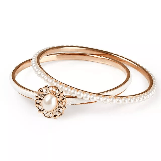 Elegant Gold Rhinestone Charm Cuff Bracelet Set For Women 4