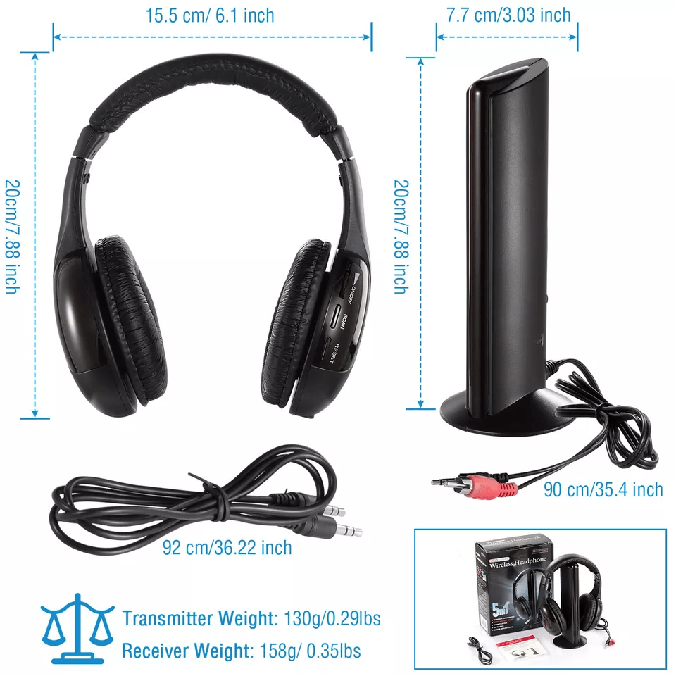 Multifunctional Cordless RF Headphones With Mic Wireless OverEar Headset For TV PC MP3 DVD 4