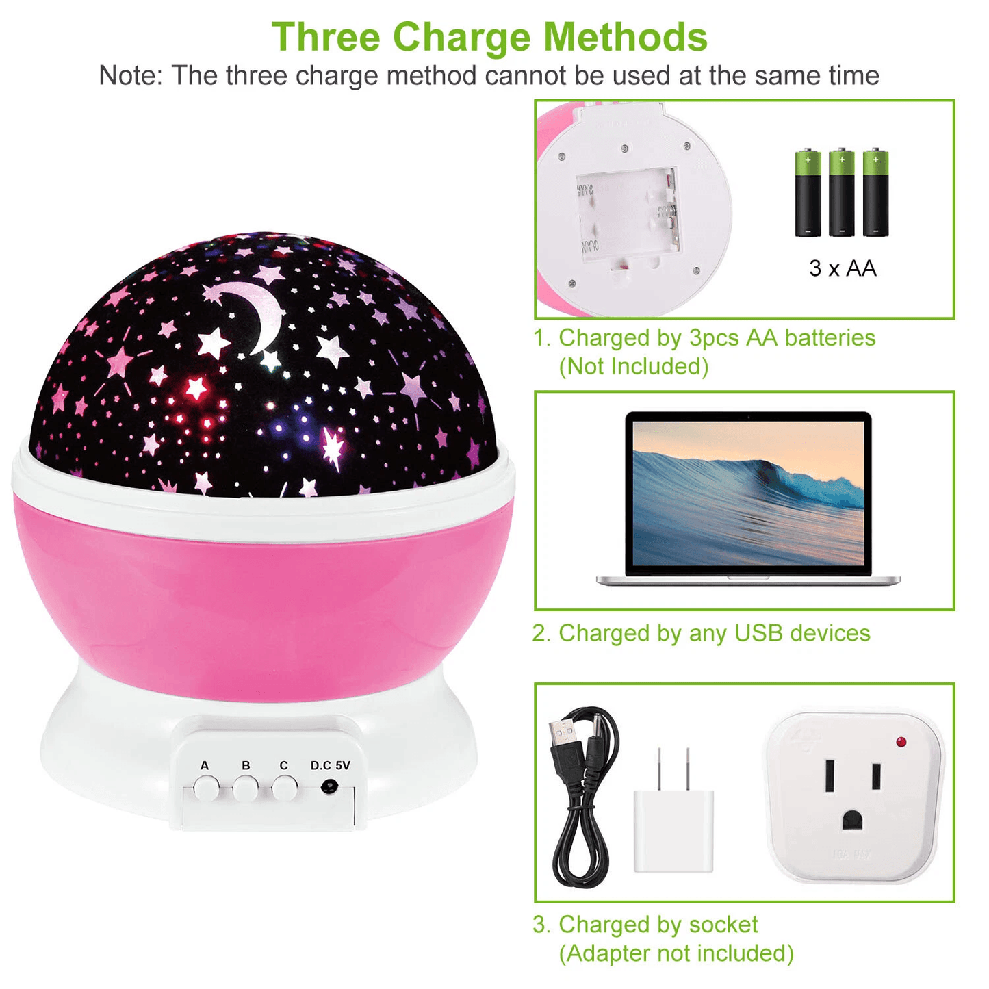 LED Starry Night Sky Projector Lamp For Kids Rotating Moon Star Cosmos Light Bedroom Nightlight USB 12