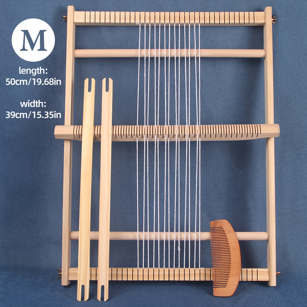 Handmade Weaving Loom Kit Wooden Frame Loom with Heddle Bar for Tapestry DIY Crafts and Beginner