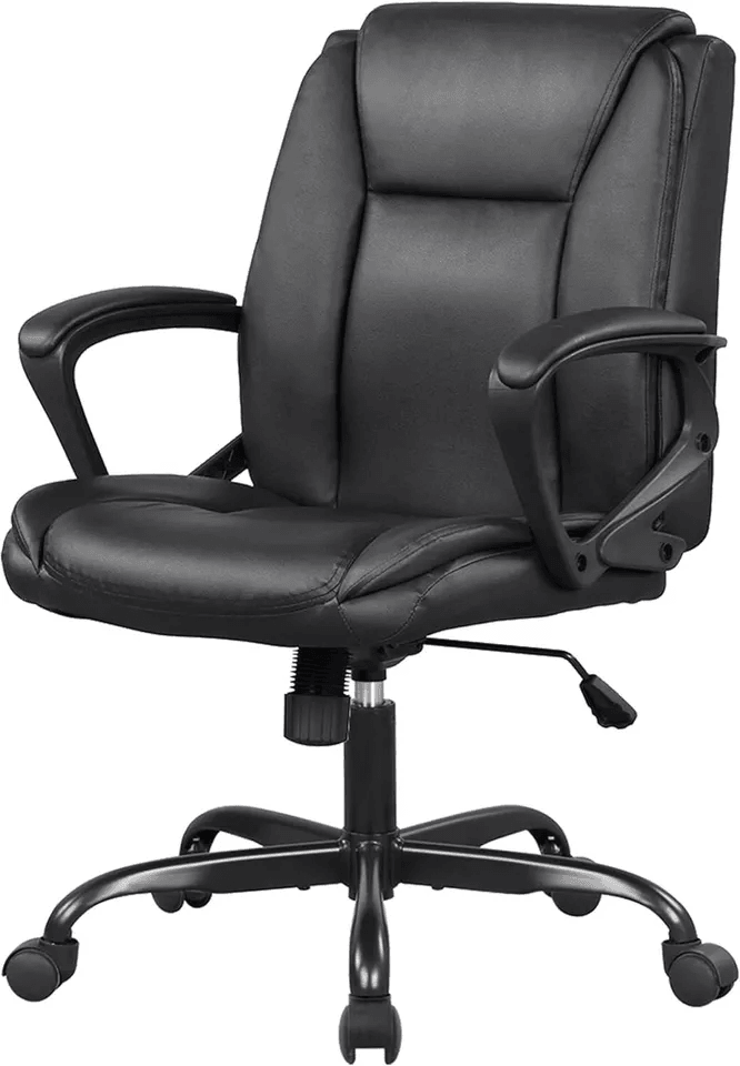 Executive Ergonomic Desk Chair Leather Home Office Task Chair With Wheels Adjustable Swivel Rolling 7