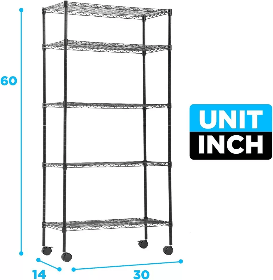 HeavyDuty Wire Shelving Unit Metal Shelf With Adjustable Tiers And Casters Storage Rack For Garage 5