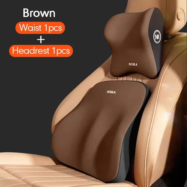 Car Lumbar Support Pillow Memory Foam Headrest Back Cushion for Ultimate Driving Comfort