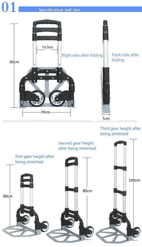 Portable Aluminium Folding Push Cart Travel Shopping Trolley Luggage With Wheels Compact And Lightw 10