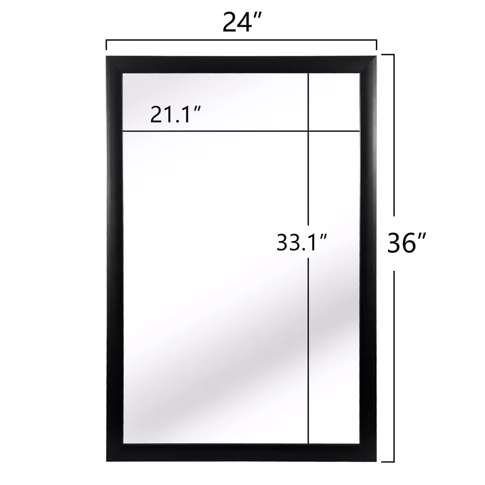 Rectangular Wall Mirror Bathroom Mirror Black PS Frame Vanity Mirror For Living Room Bedroom Or Off 19