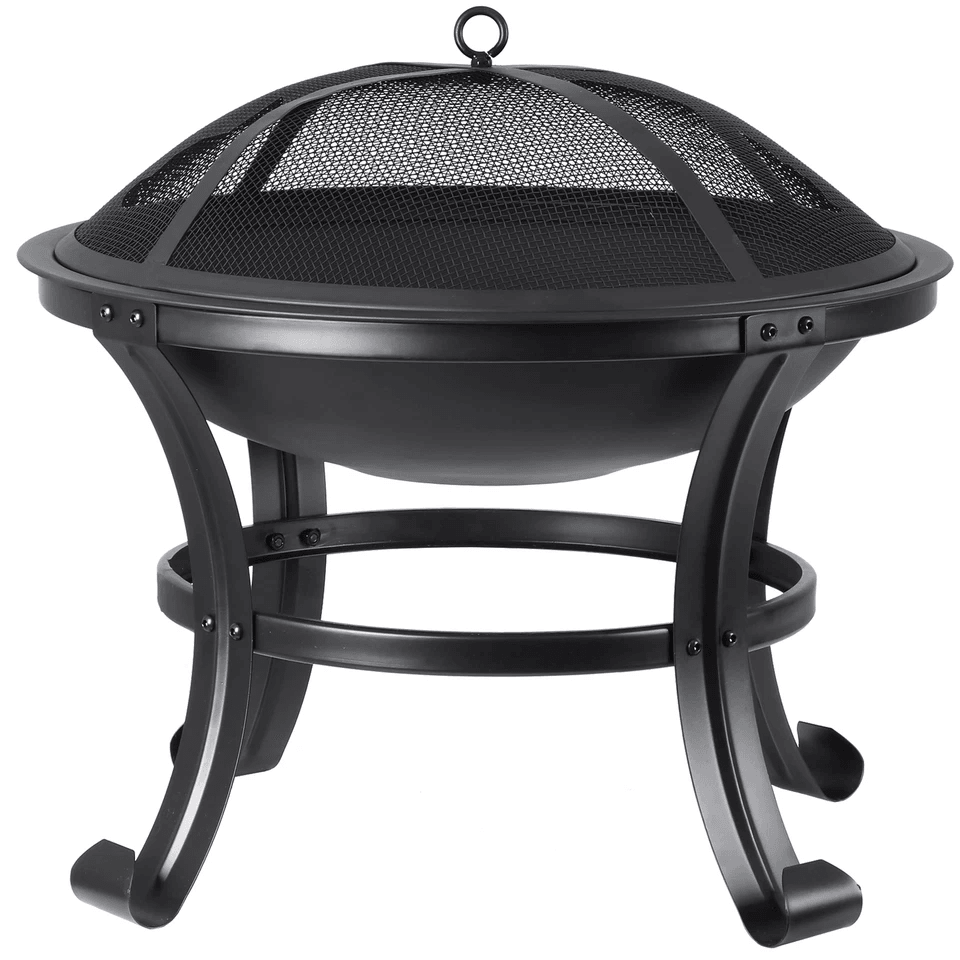HeavyDuty Outdoor Wood Burning Fire Pit With Mesh Cover Ideal For Backyard BBQ Patio Heating Garden 17